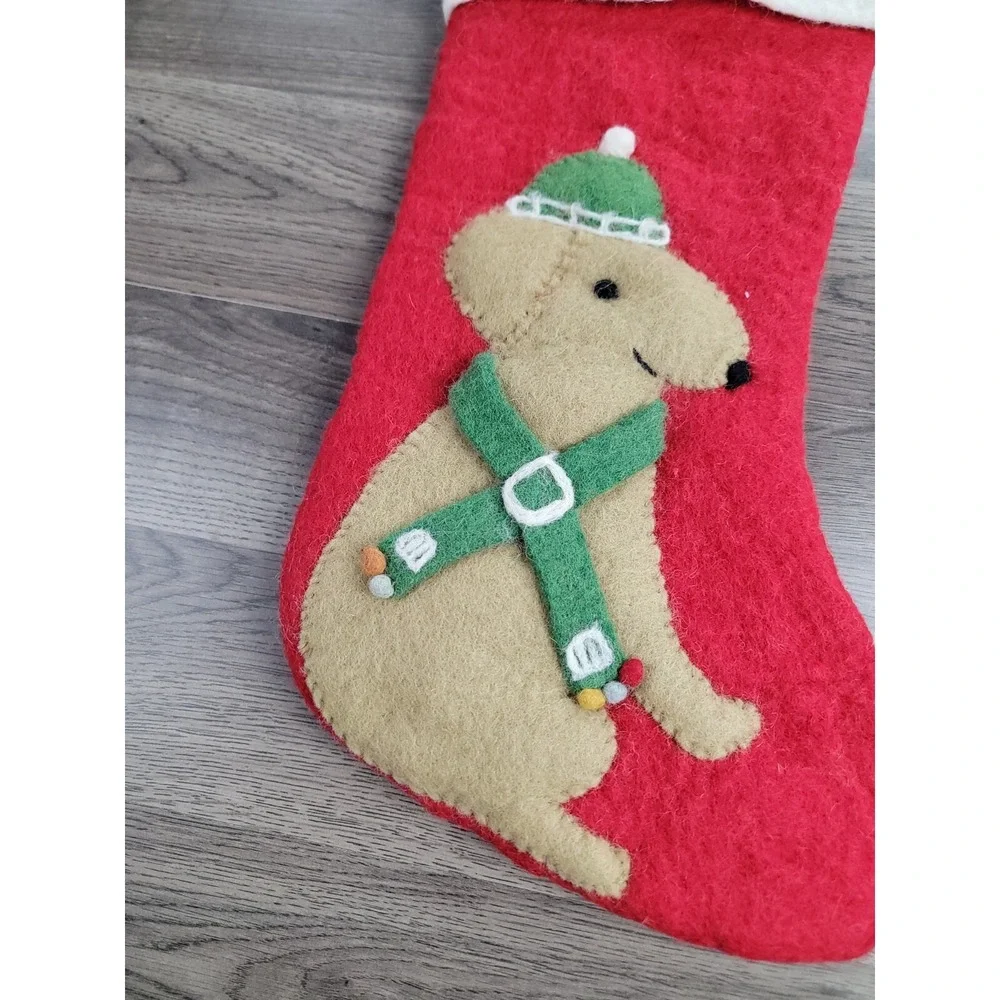 West Elm Felted Wool Christmas Stocking Puppy‎ Dog Alex Pottery Barn Holiday NWT